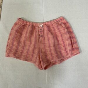 Cute comfy lounge shorts in a soft coral striped print